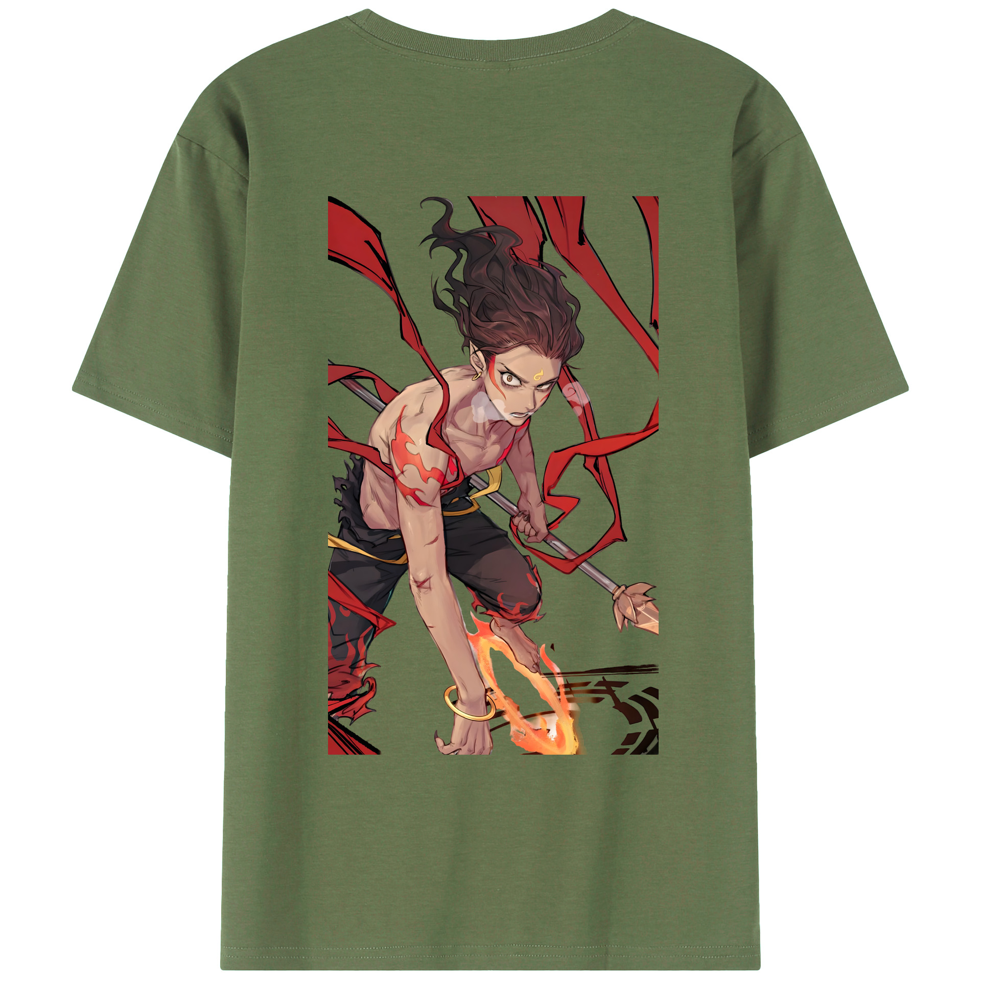 （画像用） Ne Zha 2 ナタ 魔童の大暴れ 綿100％ メンズ半袖Tシャツ（バックプリント） 通気性